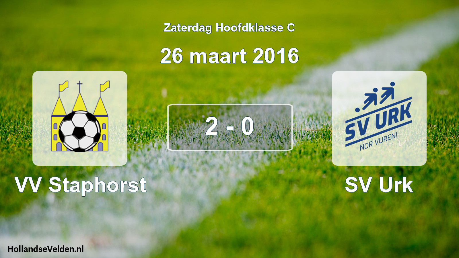 Gespeelde wedstrijd: VV Staphorst - SV Urk 2 - 0 (26 maart 2016)