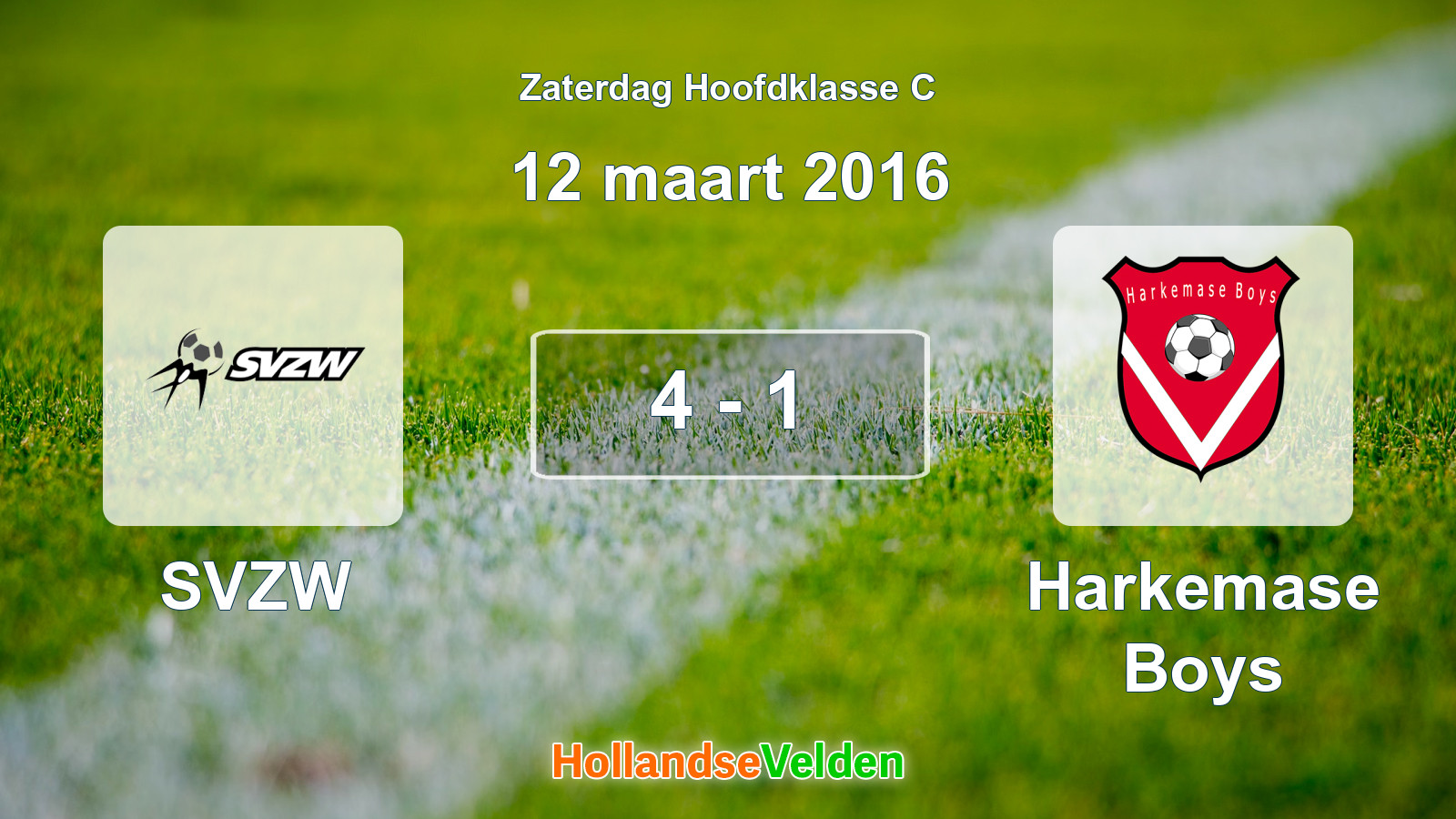 Gespeelde wedstrijd: SVZW - Harkemase Boys 4 - 1 (12 maart 2016)