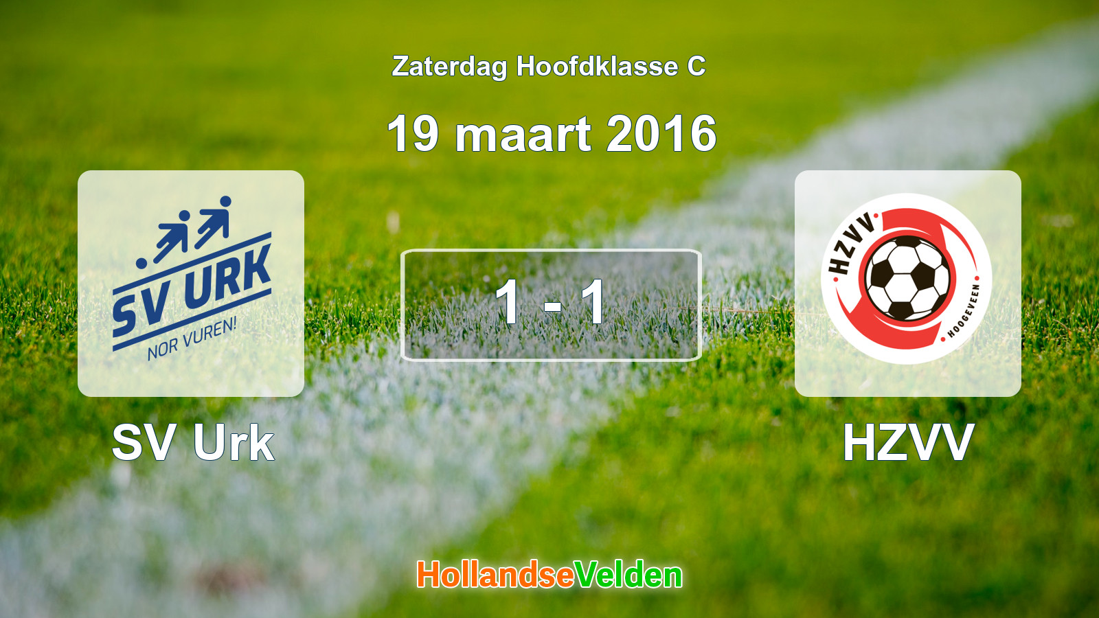 Gespeelde wedstrijd: SV Urk - HZVV 1 - 1 (19 maart 2016)