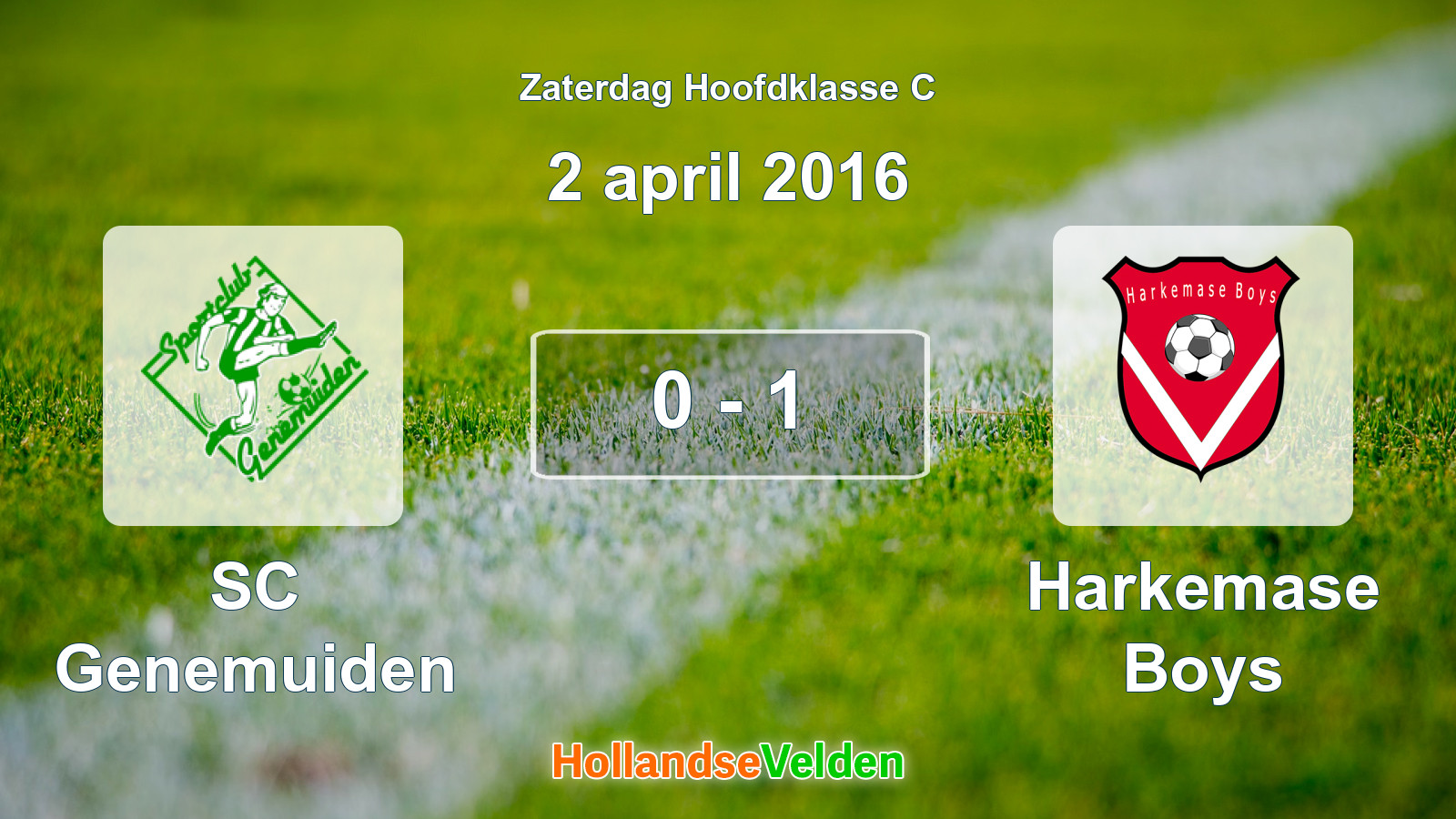 Gespeelde wedstrijd: SC Genemuiden - Harkemase Boys 0 - 1 (2 april 2016)
