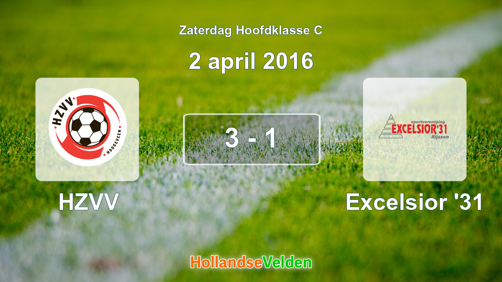 Gespeelde wedstrijd: HZVV - Excelsior '31 3 - 1 (2 april 2016)