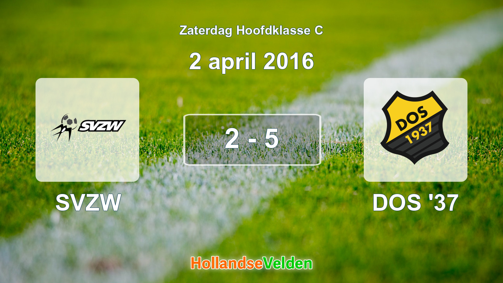 Gespeelde wedstrijd: SVZW - DOS '37 2 - 5 (2 april 2016)