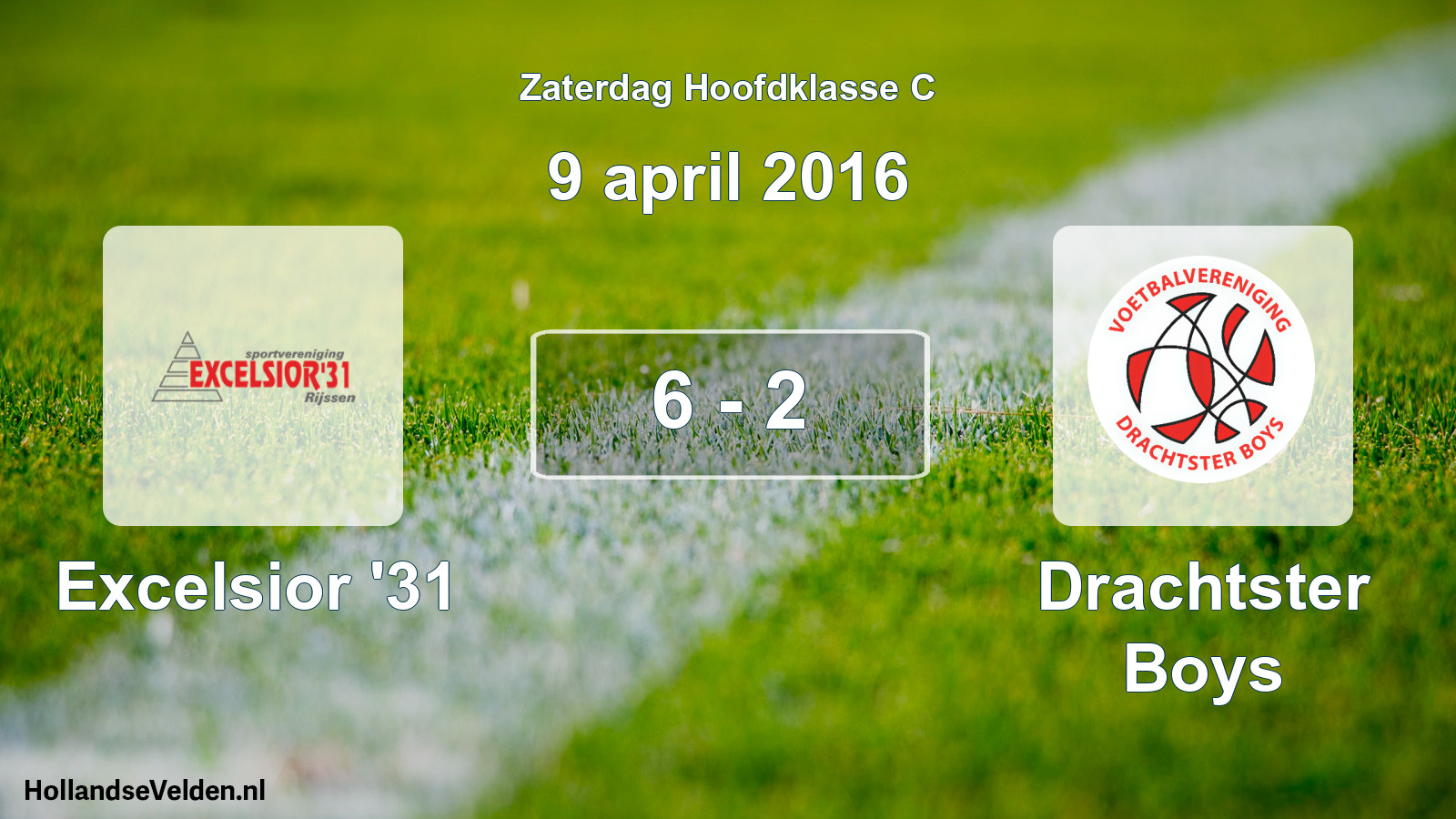 Gespeelde wedstrijd: Excelsior '31 - Drachtster Boys 6 - 2 (9 april 2016)