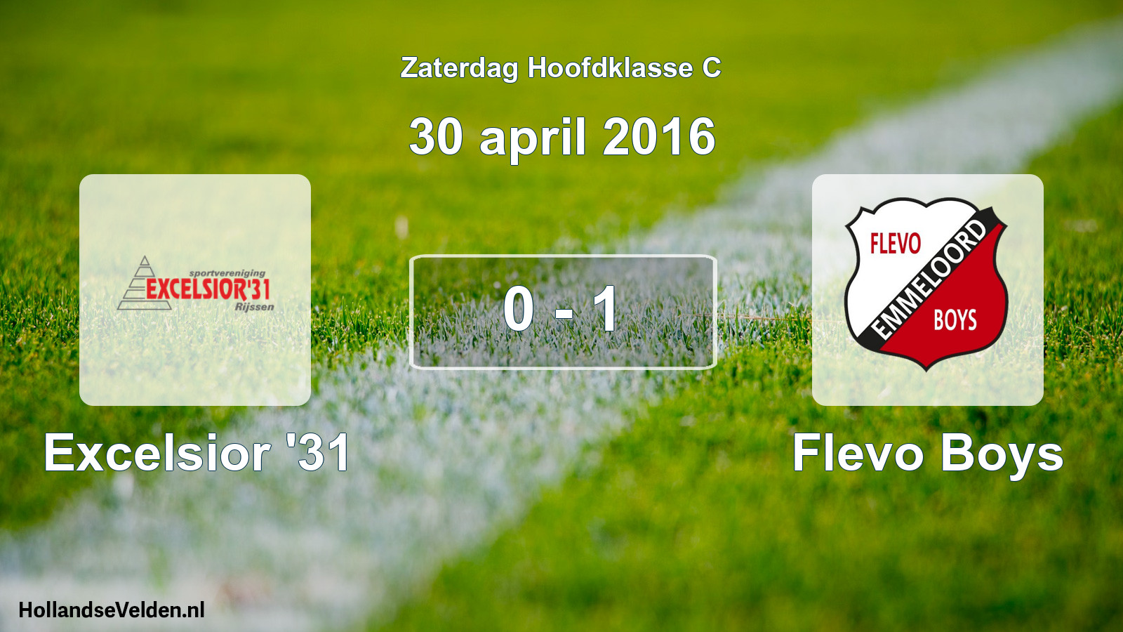 Gespeelde wedstrijd: Excelsior '31 - Flevo Boys 0 - 1 (30 april 2016)
