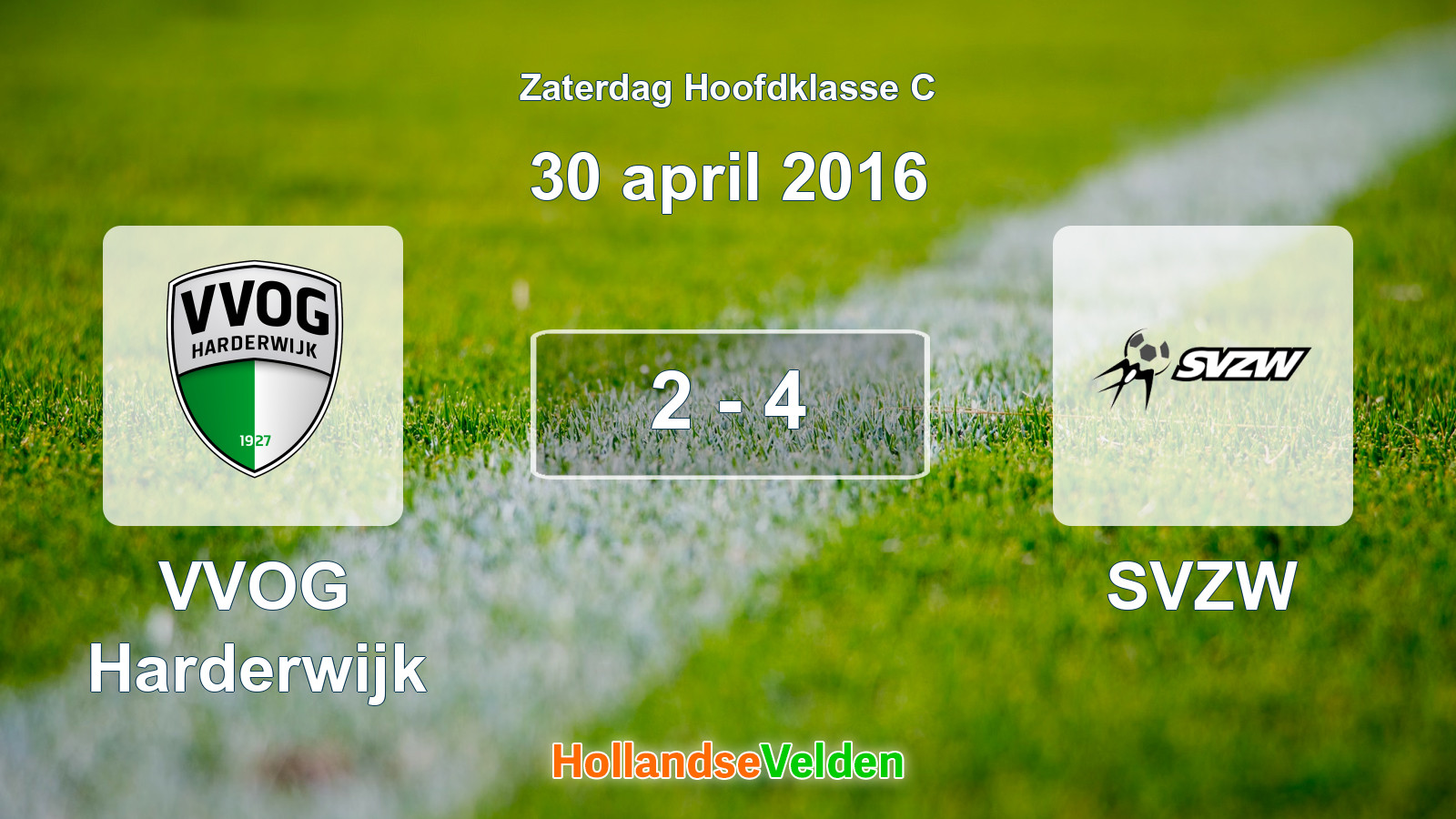 Gespeelde wedstrijd: VVOG Harderwijk - SVZW 2 - 4 (30 april 2016)
