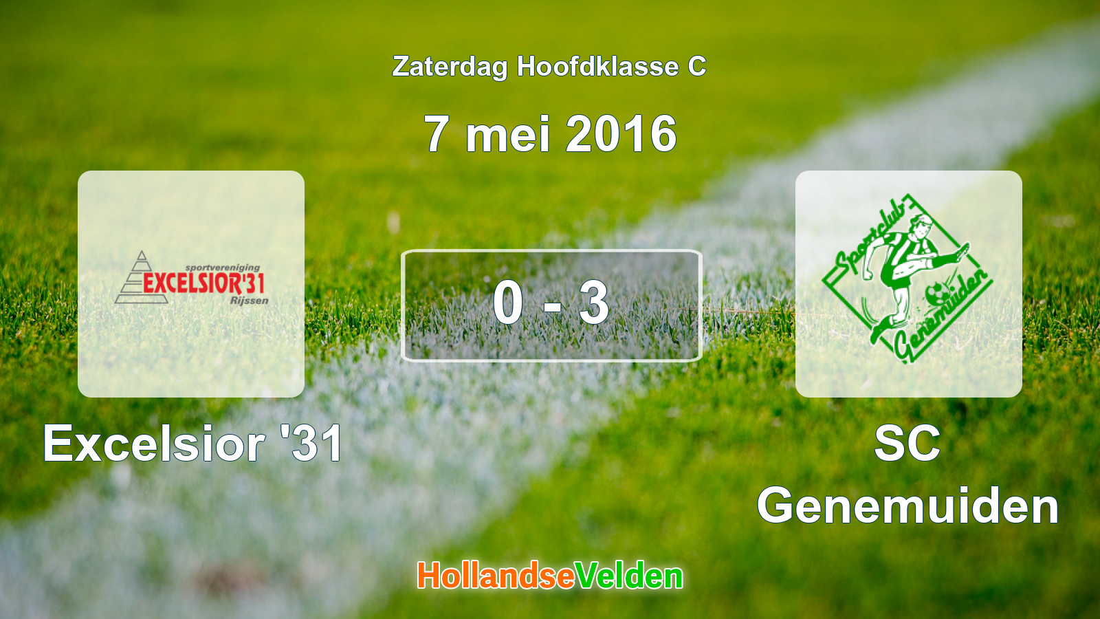 Gespeelde wedstrijd: Excelsior '31 - SC Genemuiden 0 - 3 (7 mei 2016)