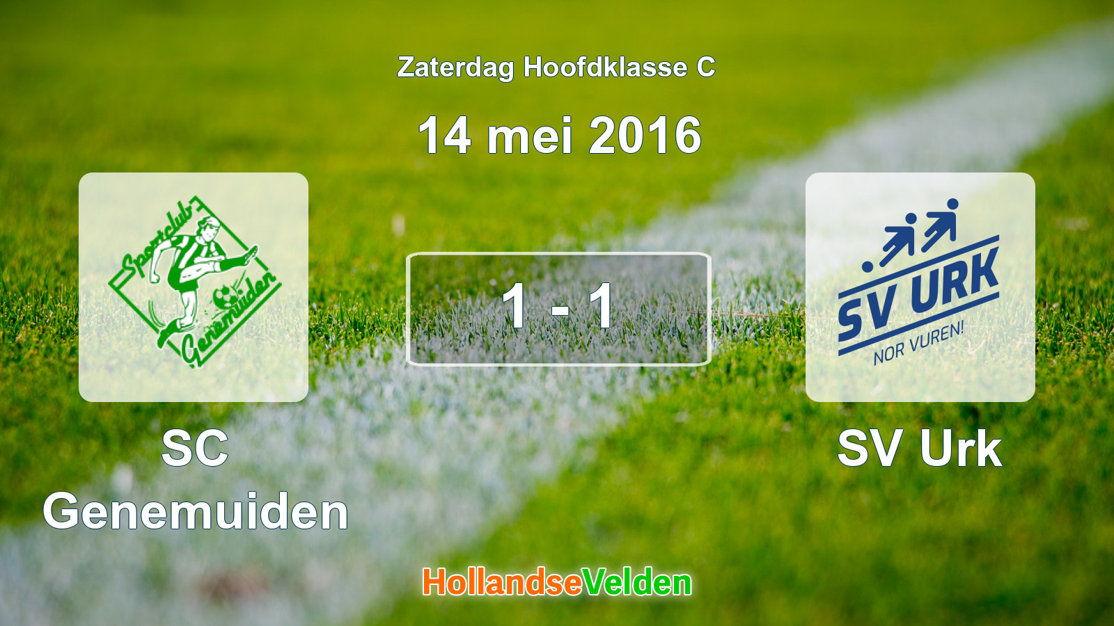 Gespeelde wedstrijd: SC Genemuiden - SV Urk 1 - 1 (14 mei 2016)