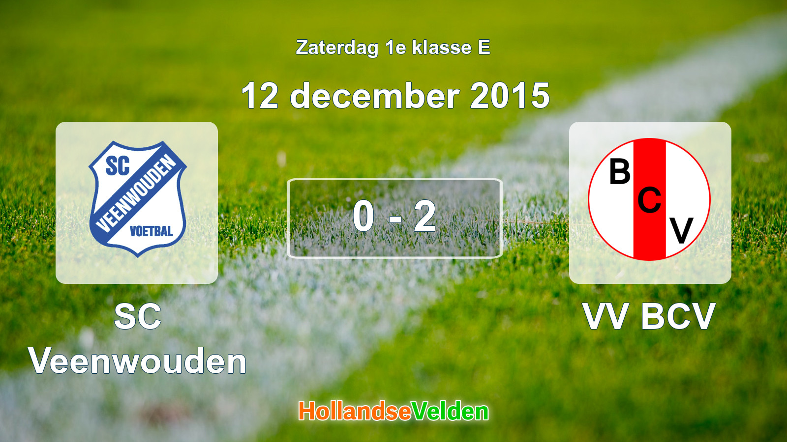 Gespeelde wedstrijd: SC Veenwouden - VV BCV 0 - 2 (12 december 2015)
