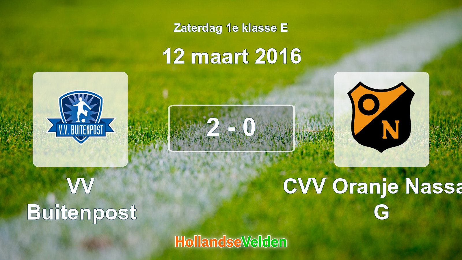 Gespeelde wedstrijd: VV Buitenpost - CVV Oranje Nassau G 2 - 0 (12 maart 2016)
