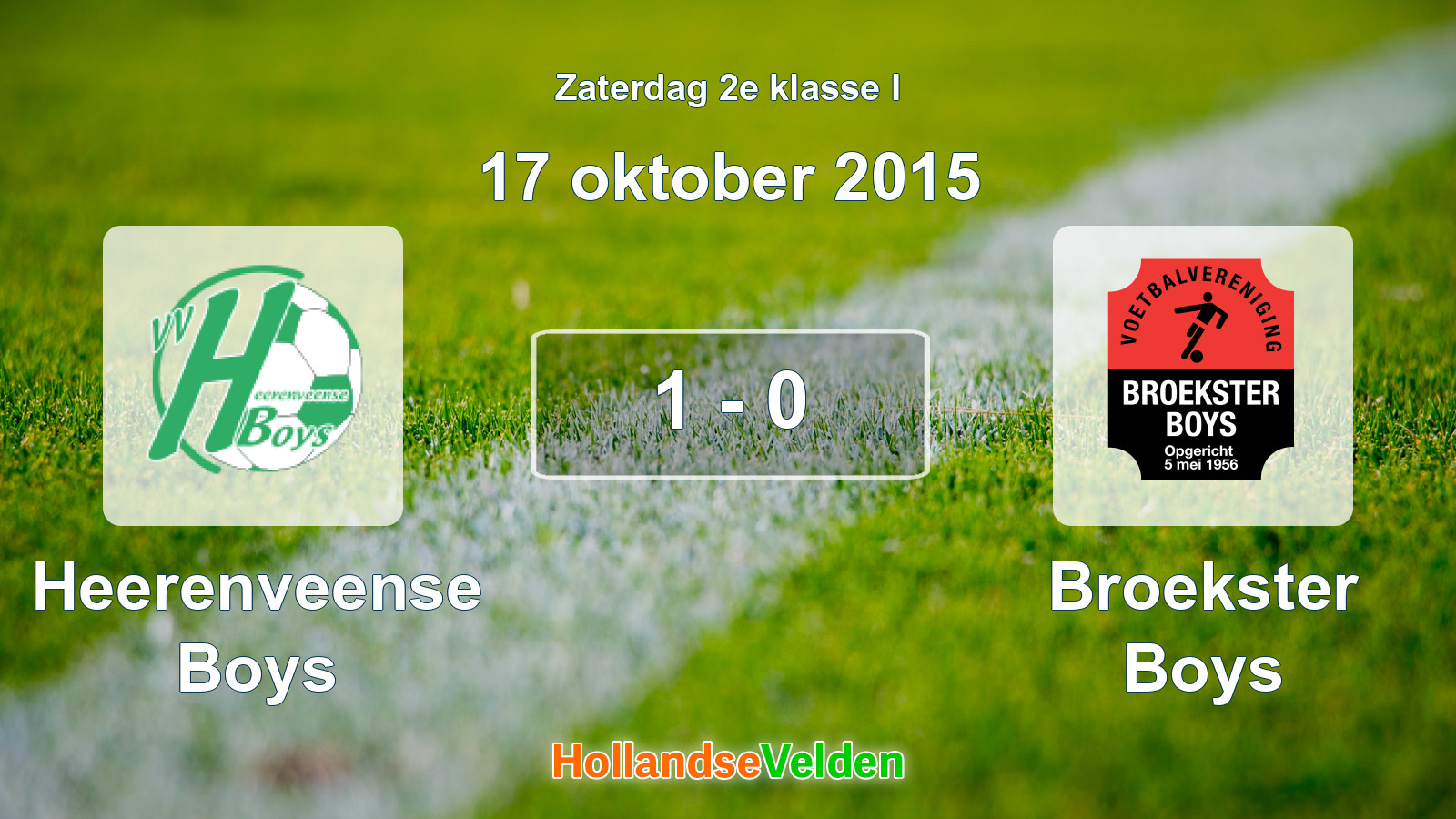 Gespeelde wedstrijd: Heerenveense Boys - Broekster Boys 1 - 0 (17 oktober 2015)