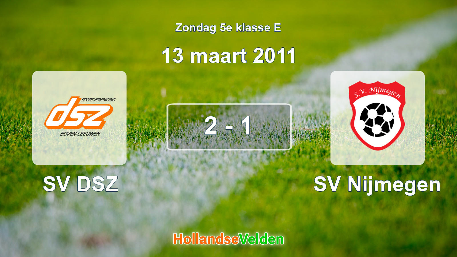 Gespeelde wedstrijd: SV DSZ - SV Nijmegen 2 - 1 (13 maart 2011)