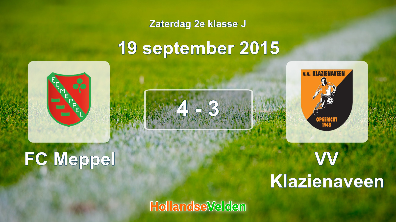 Gespeelde wedstrijd: FC Meppel - VV Klazienaveen 4 - 3 (19 september 2015)