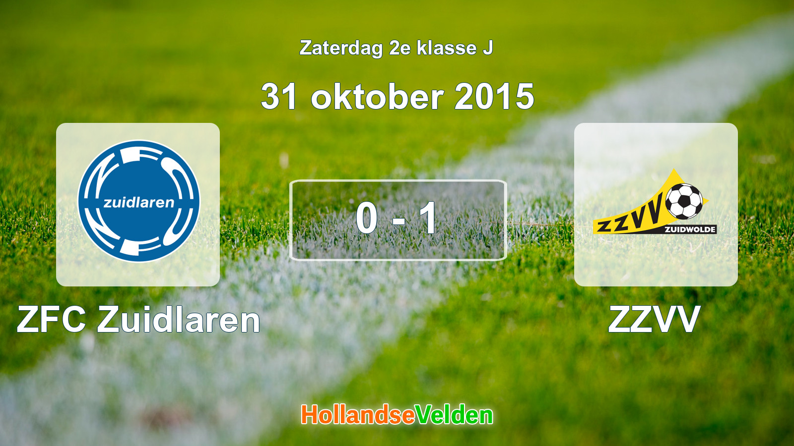 Gespeelde wedstrijd: ZFC Zuidlaren - ZZVV 0 - 1 (31 oktober 2015)