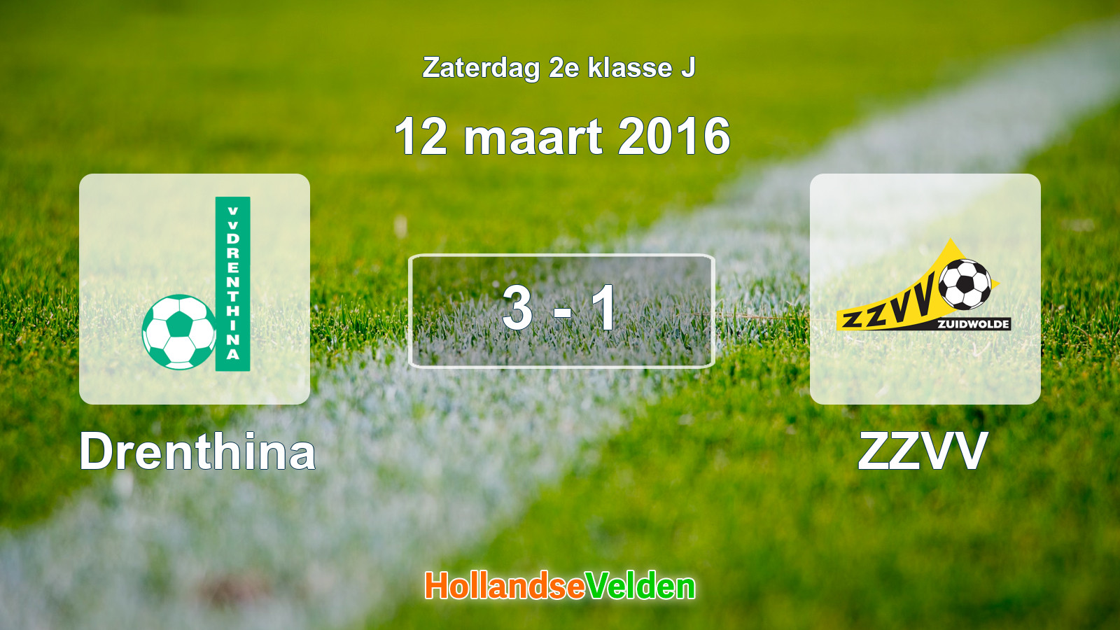 Gespeelde wedstrijd: Drenthina - ZZVV 3 - 1 (12 maart 2016)