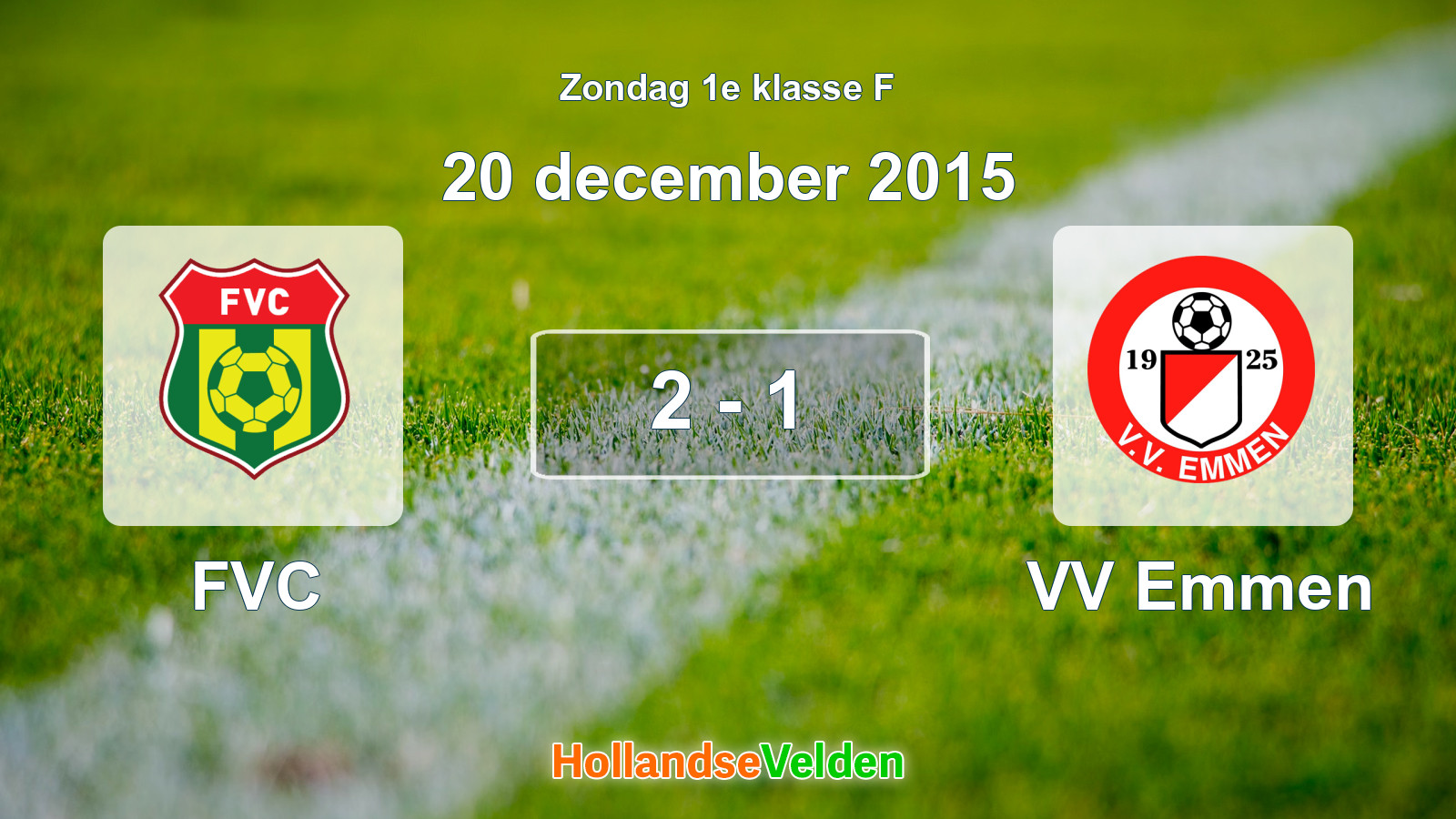 Gespeelde wedstrijd: FVC - VV Emmen 2 - 1 (20 december 2015)