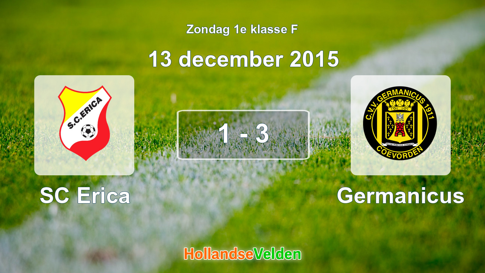 Gespeelde wedstrijd: SC Erica - Germanicus 1 - 3 (13 december 2015)