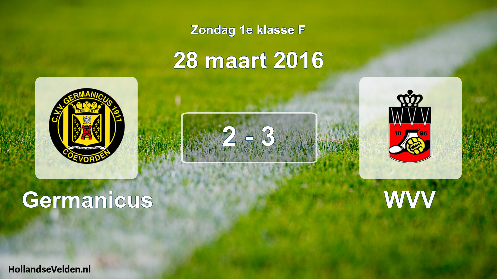 Gespeelde wedstrijd: Germanicus - WVV 2 - 3 (28 maart 2016)