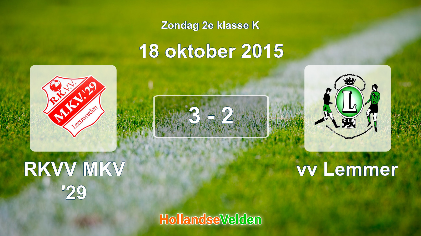 Gespeelde wedstrijd: RKVV MKV '29 - vv Lemmer 3 - 2 (18 oktober 2015)