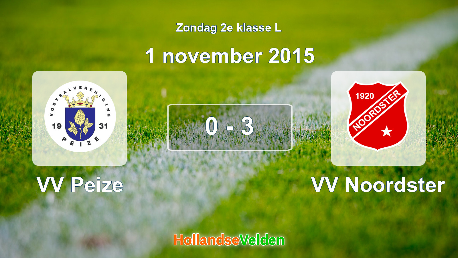 Gespeelde wedstrijd: VV Peize - VV Noordster 0 - 3 (1 november 2015)