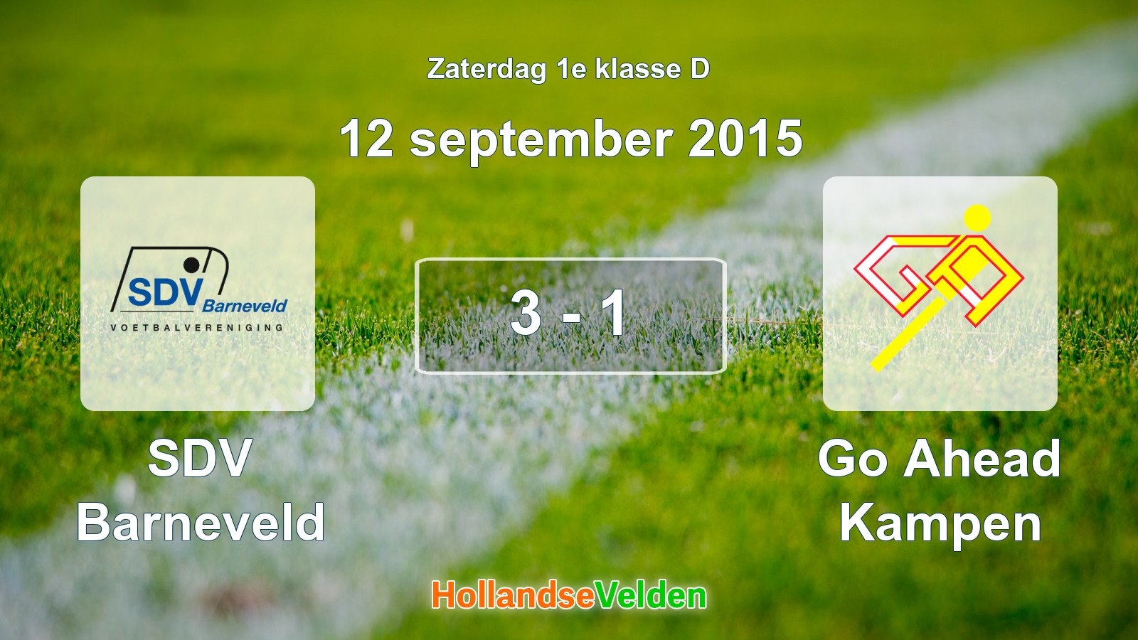 Gespeelde wedstrijd: SDV Barneveld - Go Ahead Kampen 3 - 1 (12 september 2015)