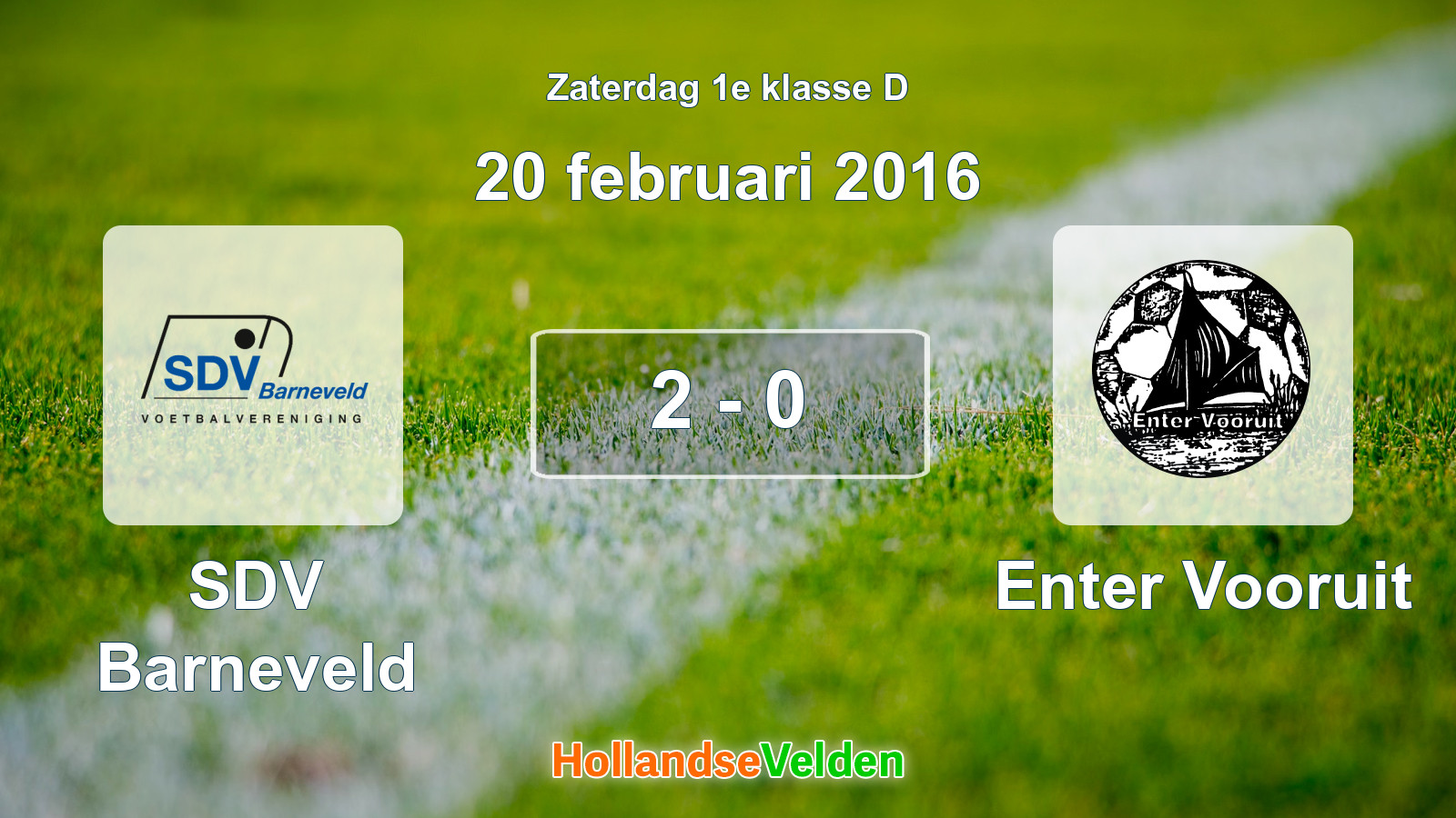 Gespeelde wedstrijd: SDV Barneveld - Enter Vooruit 2 - 0 (20 februari 2016)