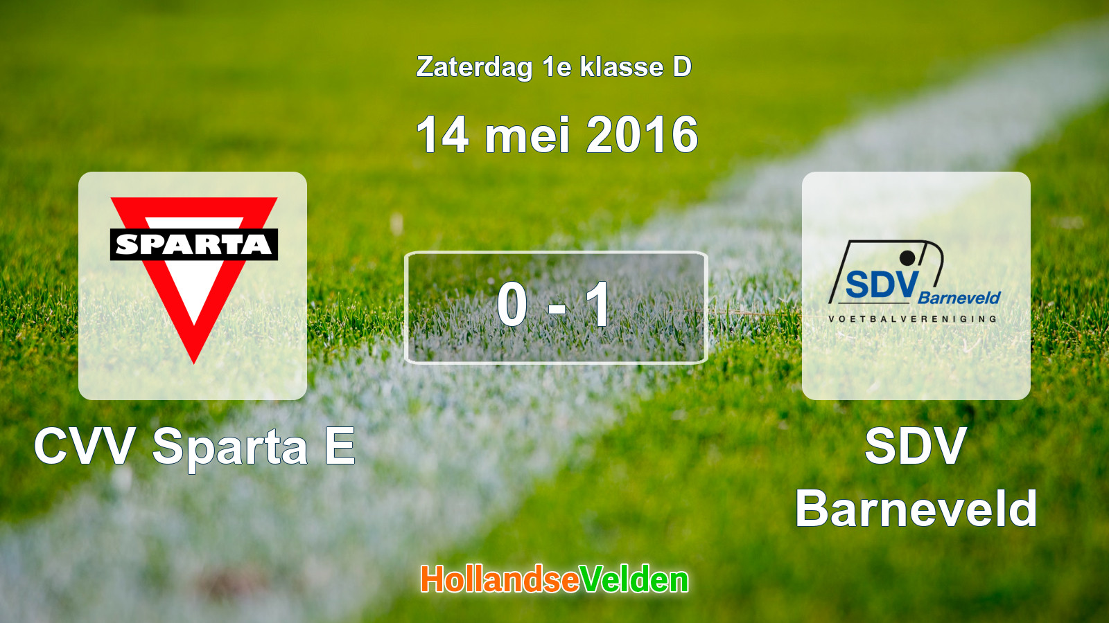 Gespeelde wedstrijd: CVV Sparta E - SDV Barneveld 0 - 1 (14 mei 2016)