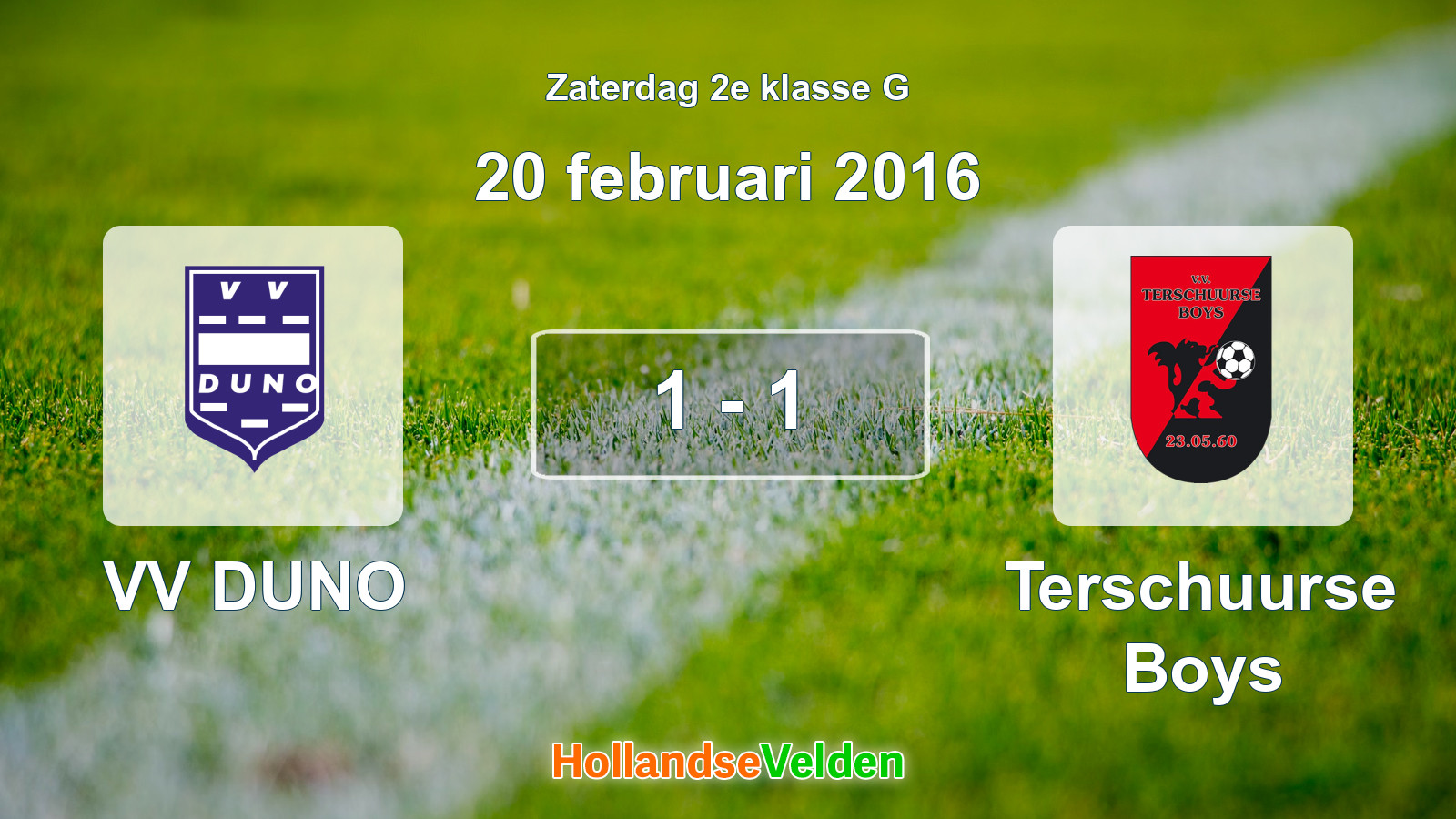 Gespeelde wedstrijd: VV DUNO - Terschuurse Boys 1 - 1 (20 februari 2016)