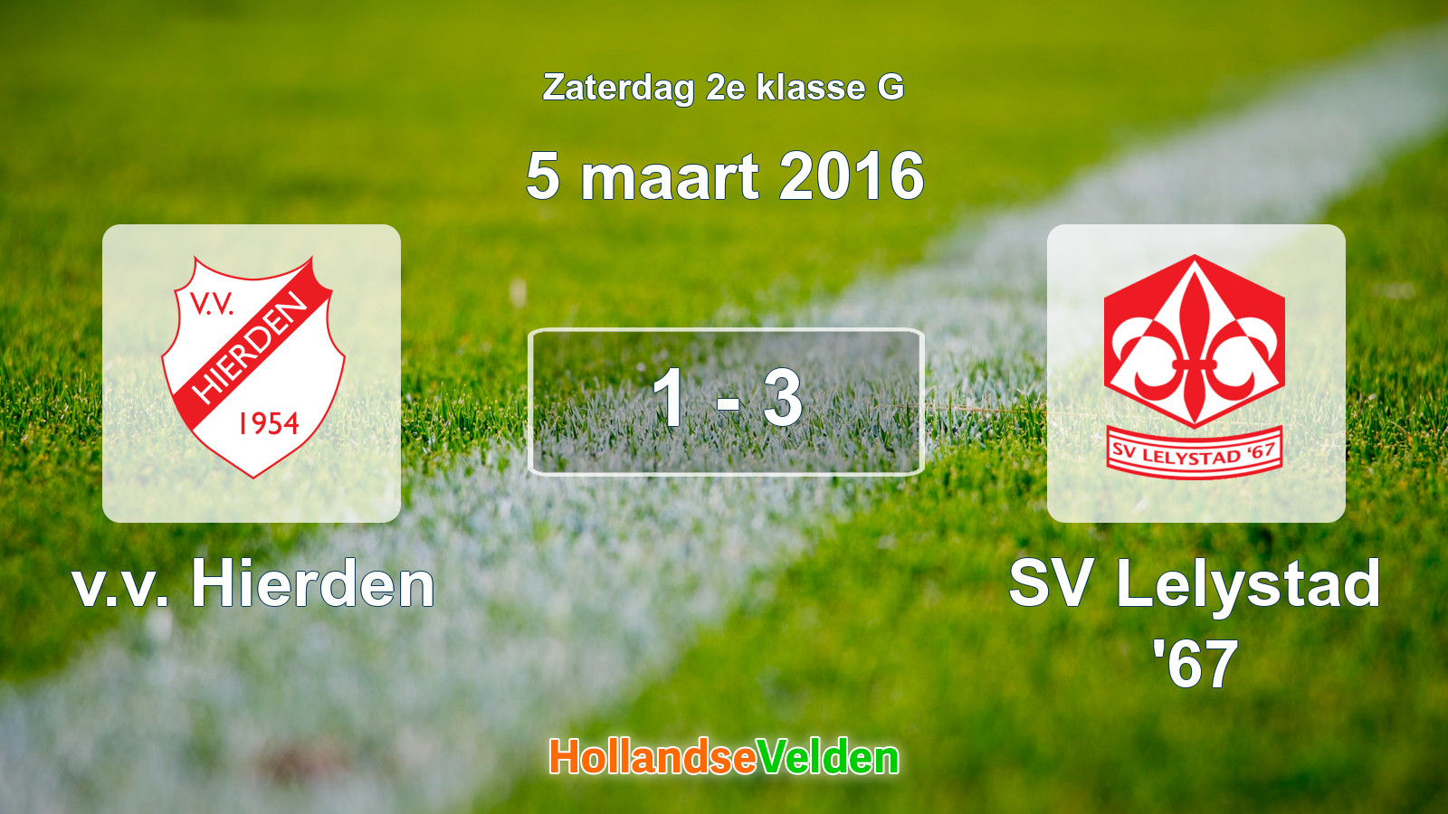 Gespeelde wedstrijd: v.v. Hierden - SV Lelystad '67 1 - 3 (5 maart 2016)