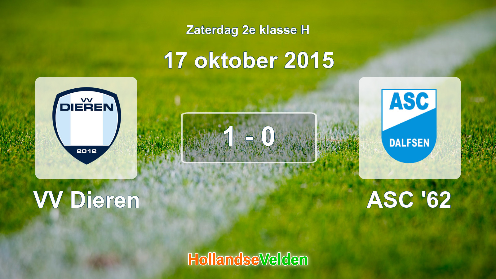 Gespeelde wedstrijd: VV Dieren - ASC '62 1 - 0 (17 oktober 2015)