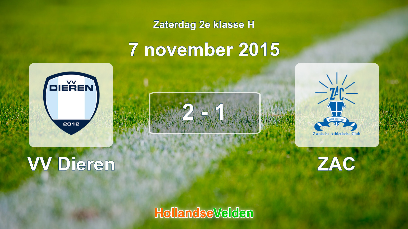 Gespeelde wedstrijd: VV Dieren - ZAC 2 - 1 (7 november 2015)