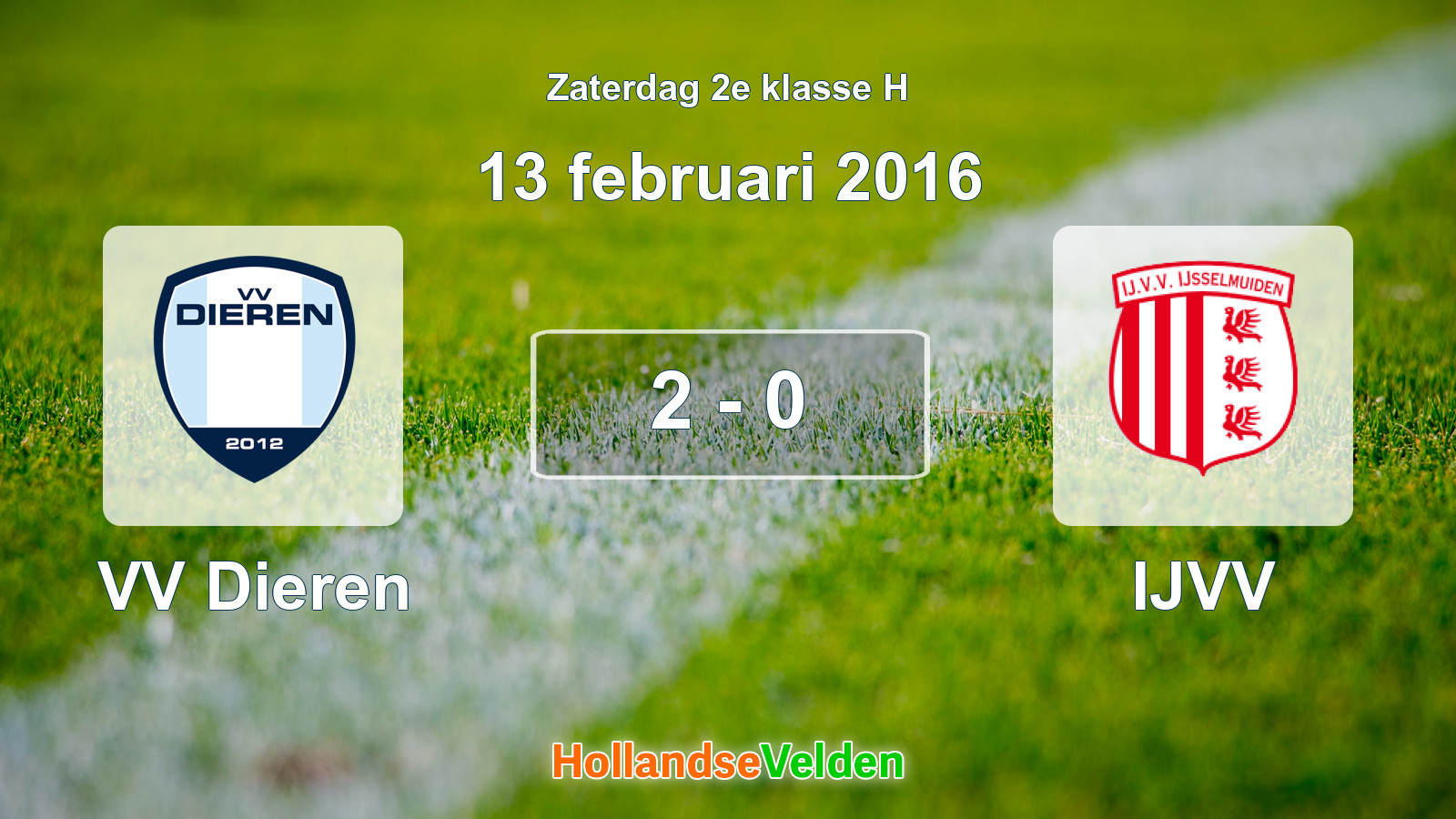 Gespeelde wedstrijd: VV Dieren - IJVV 2 - 0 (13 februari 2016)
