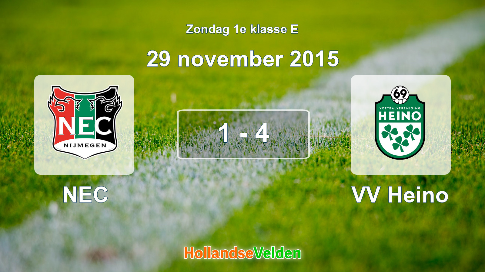 Gespeelde wedstrijd: NEC - VV Heino 1 - 4 (29 november 2015)