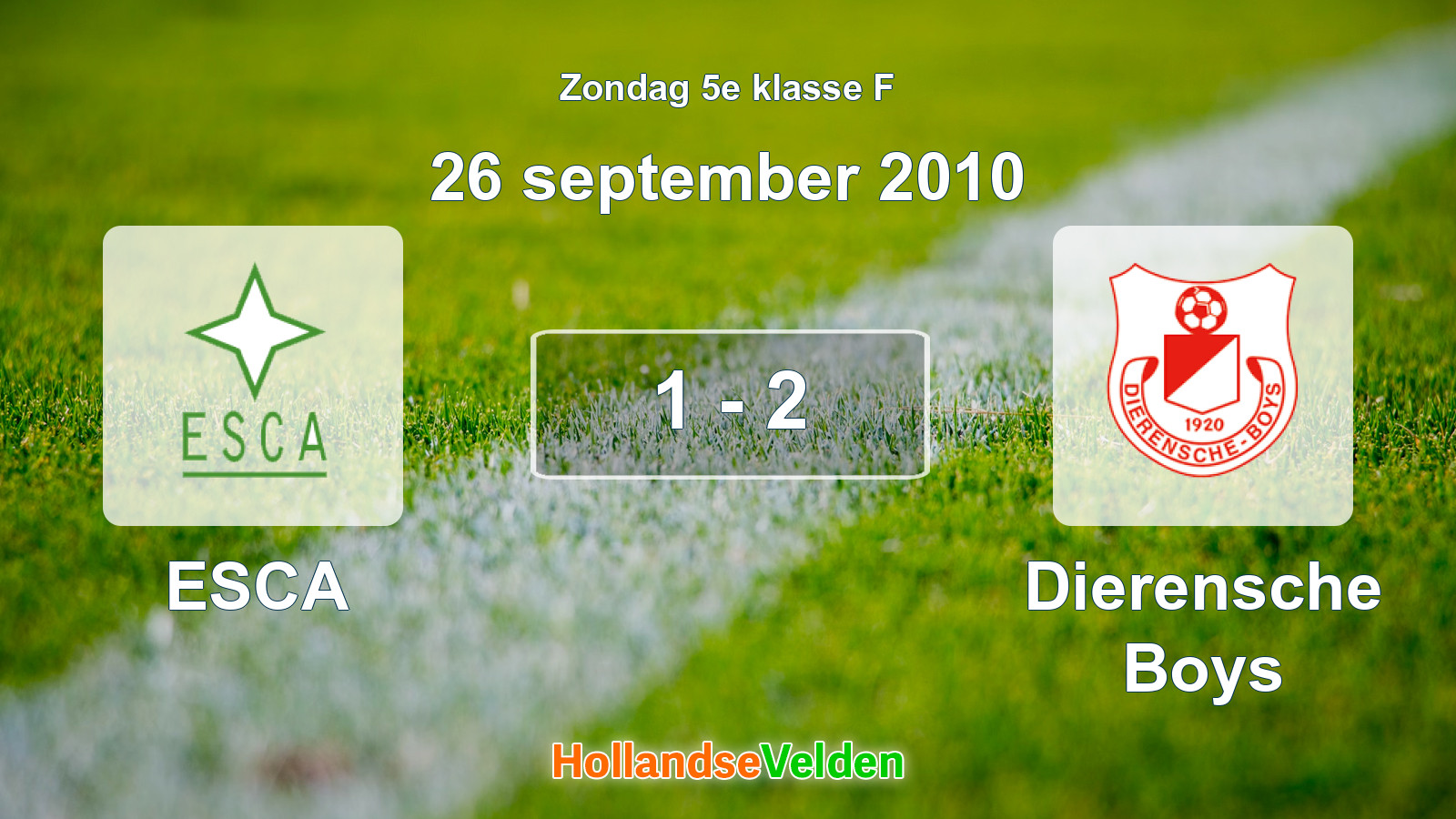 Gespeelde wedstrijd: ESCA - Dierensche Boys 1 - 2 (26 september 2010)
