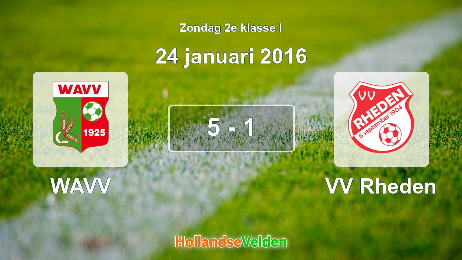 Gespeelde wedstrijd: WAVV - VV Rheden 5 - 1 (24 januari 2016)