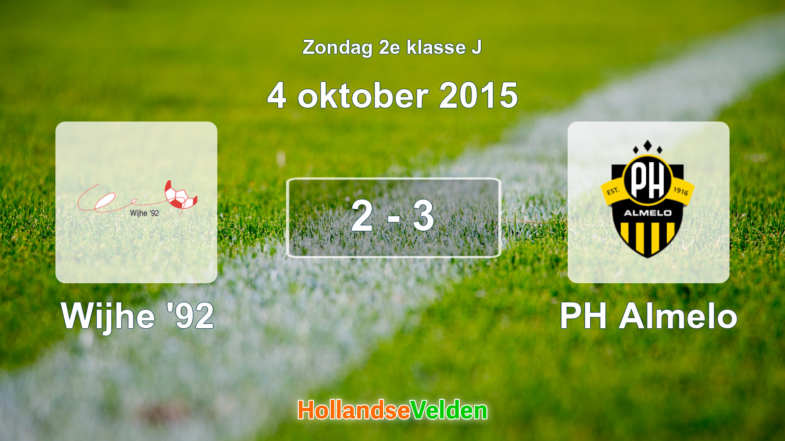 Gespeelde wedstrijd: Wijhe '92 - PH Almelo 2 - 3 (4 oktober 2015)