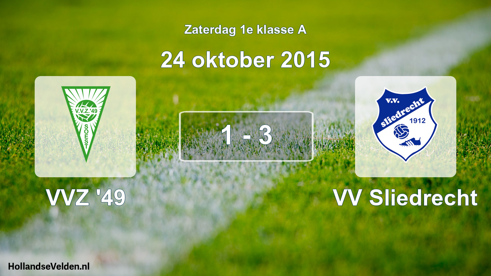 Gespeelde wedstrijd: VVZ '49 - VV Sliedrecht 1 - 3 (24 oktober 2015)