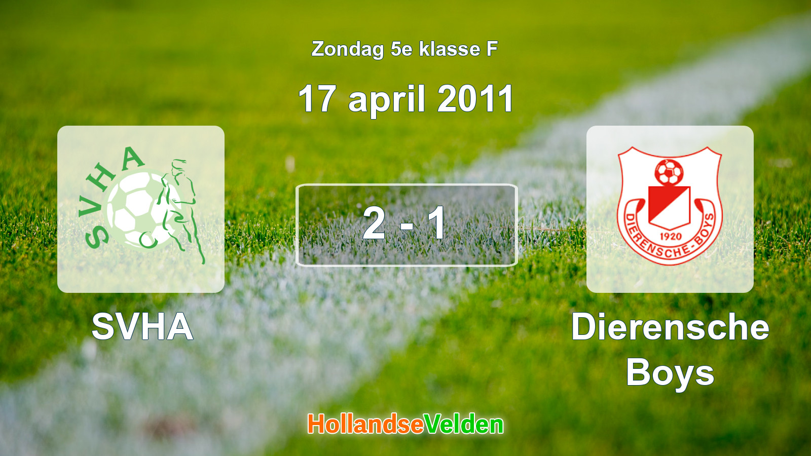 Gespeelde wedstrijd: SVHA - Dierensche Boys 2 - 1 (17 april 2011)