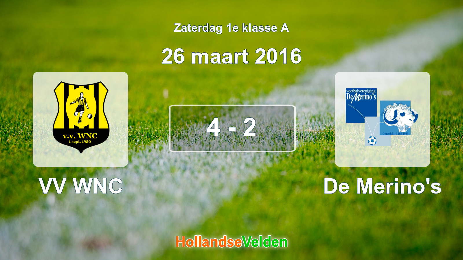 Gespeelde wedstrijd: VV WNC - De Merino's 4 - 2 (26 maart 2016)