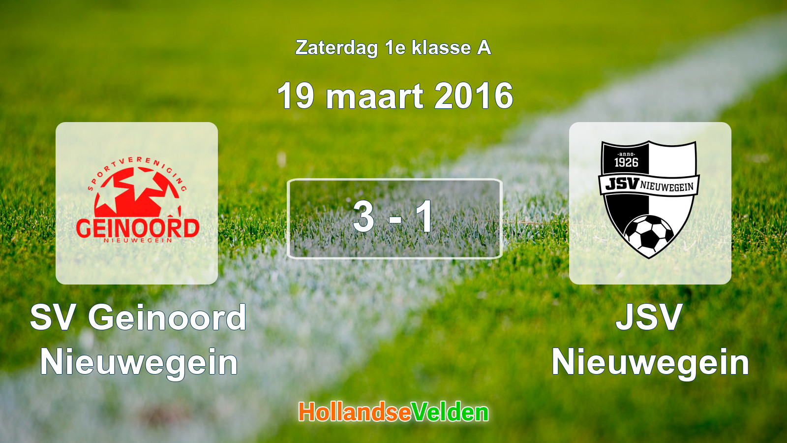 Gespeelde wedstrijd: SV Geinoord Nieuwegein - JSV Nieuwegein 3 - 1 (19 maart 2016)