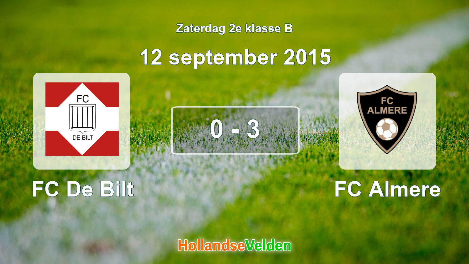Gespeelde wedstrijd: FC De Bilt - FC Almere 0 - 3 (12 september 2015)