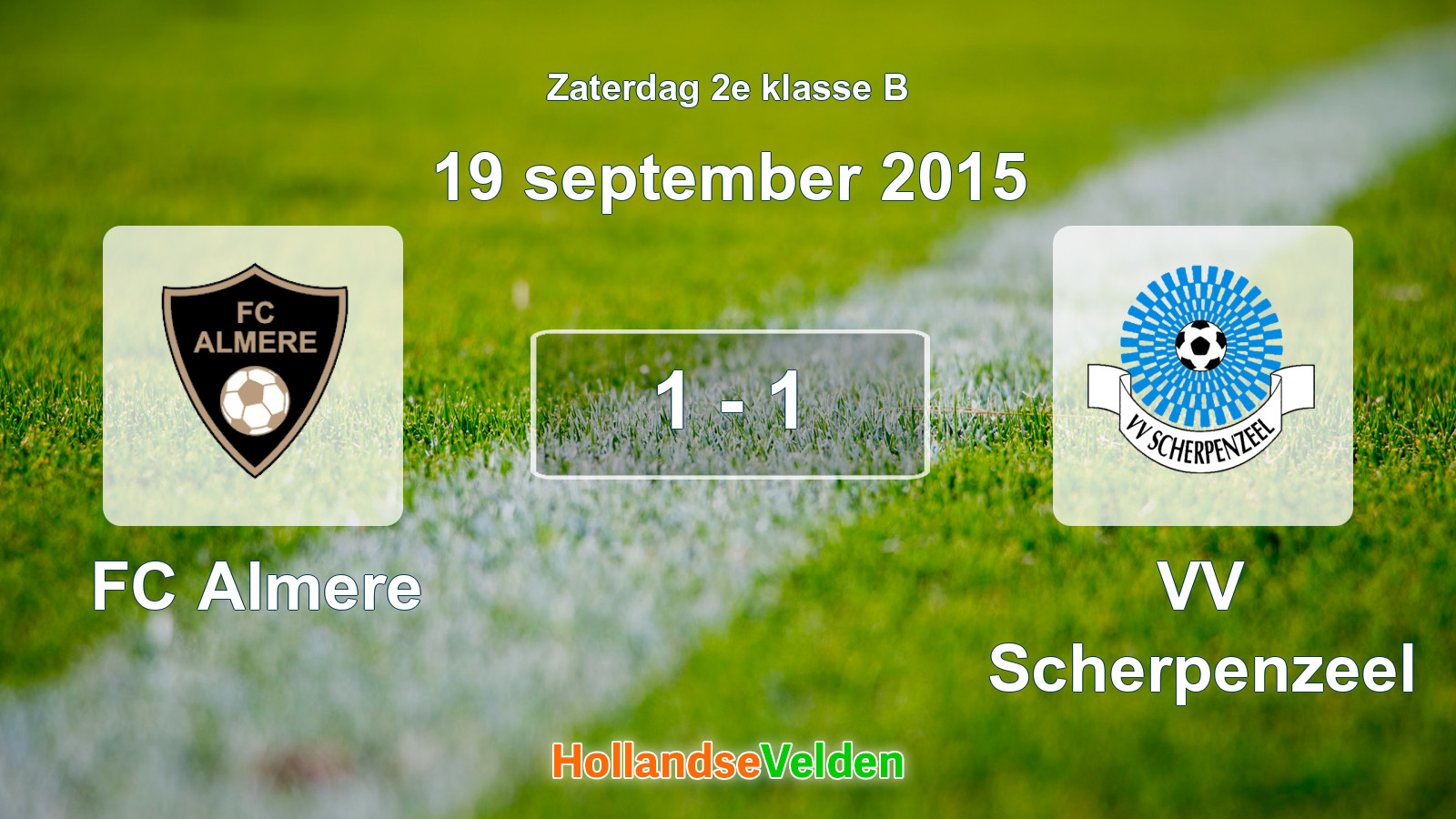 Gespeelde wedstrijd: FC Almere - VV Scherpenzeel 1 - 1 (19 september 2015)