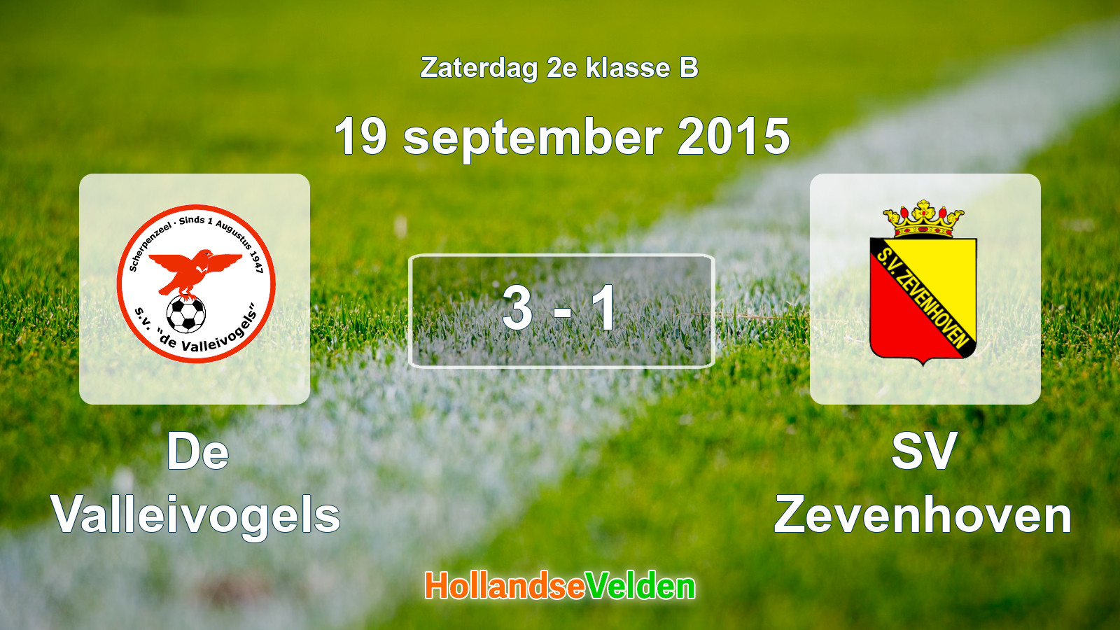 Gespeelde wedstrijd: De Valleivogels - SV Zevenhoven 3 - 1 (19 september 2015)