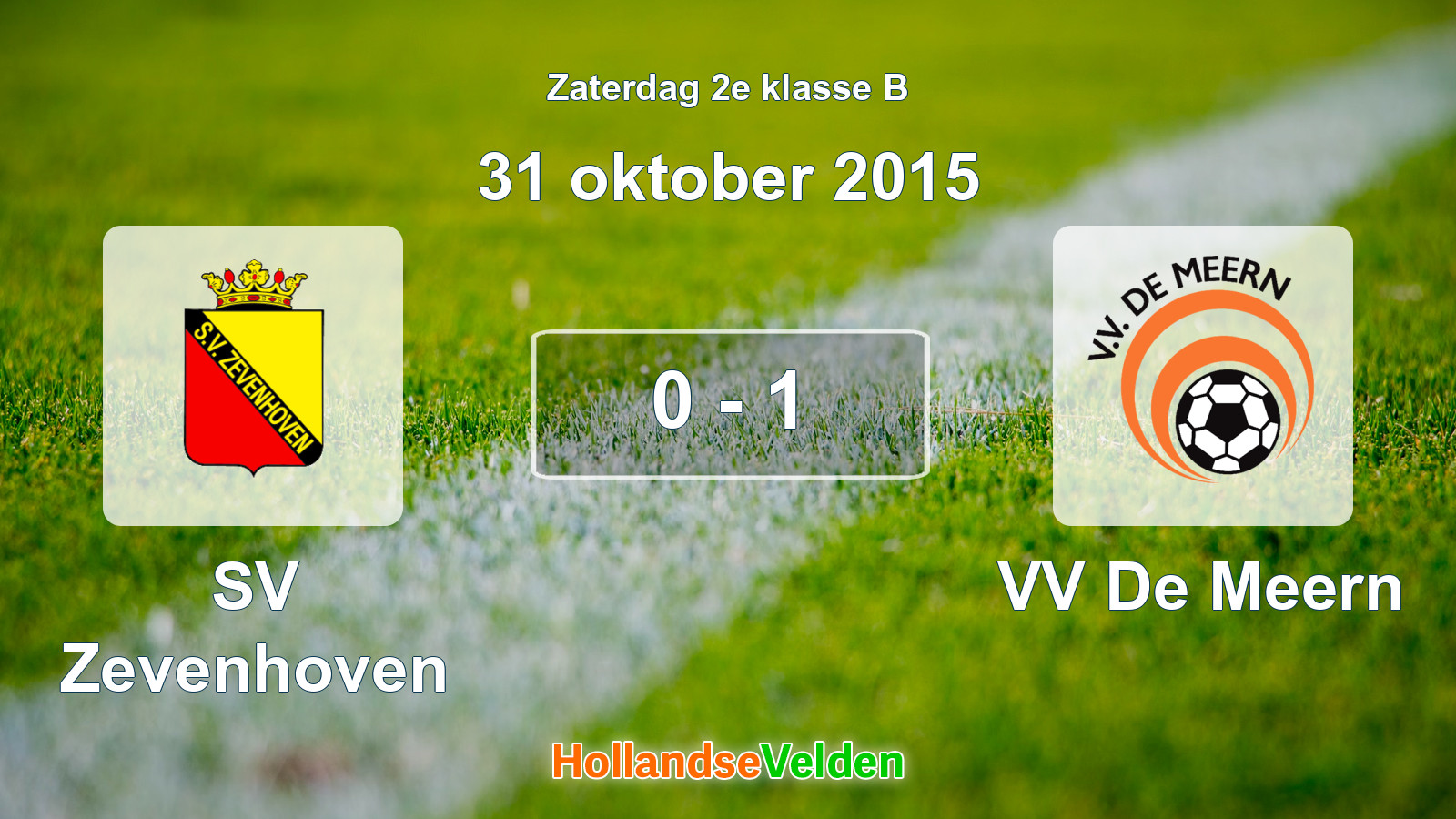 Gespeelde wedstrijd: SV Zevenhoven - VV De Meern 0 - 1 (31 oktober 2015)