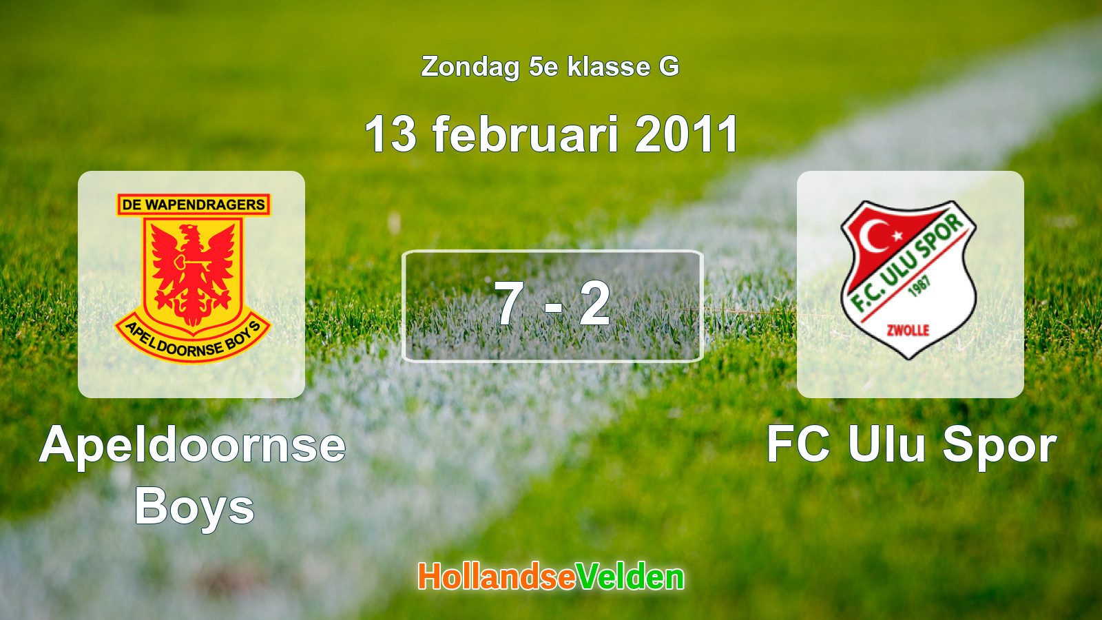 Gespeelde wedstrijd: Apeldoornse Boys - FC Ulu Spor 7 - 2 (13 februari 2011)