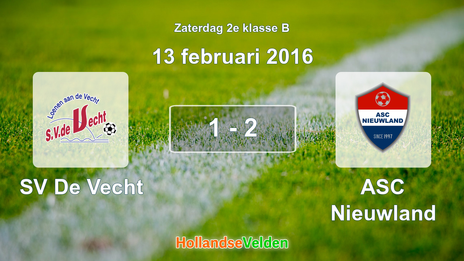 Gespeelde wedstrijd: SV De Vecht - ASC Nieuwland 1 - 2 (13 februari 2016)