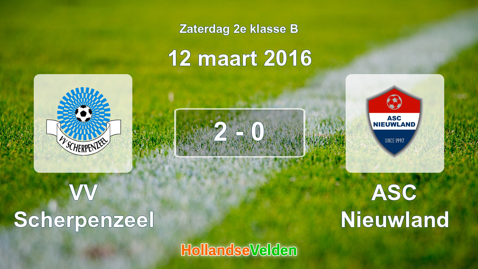 Gespeelde wedstrijd: VV Scherpenzeel - ASC Nieuwland 2 - 0 (12 maart 2016)
