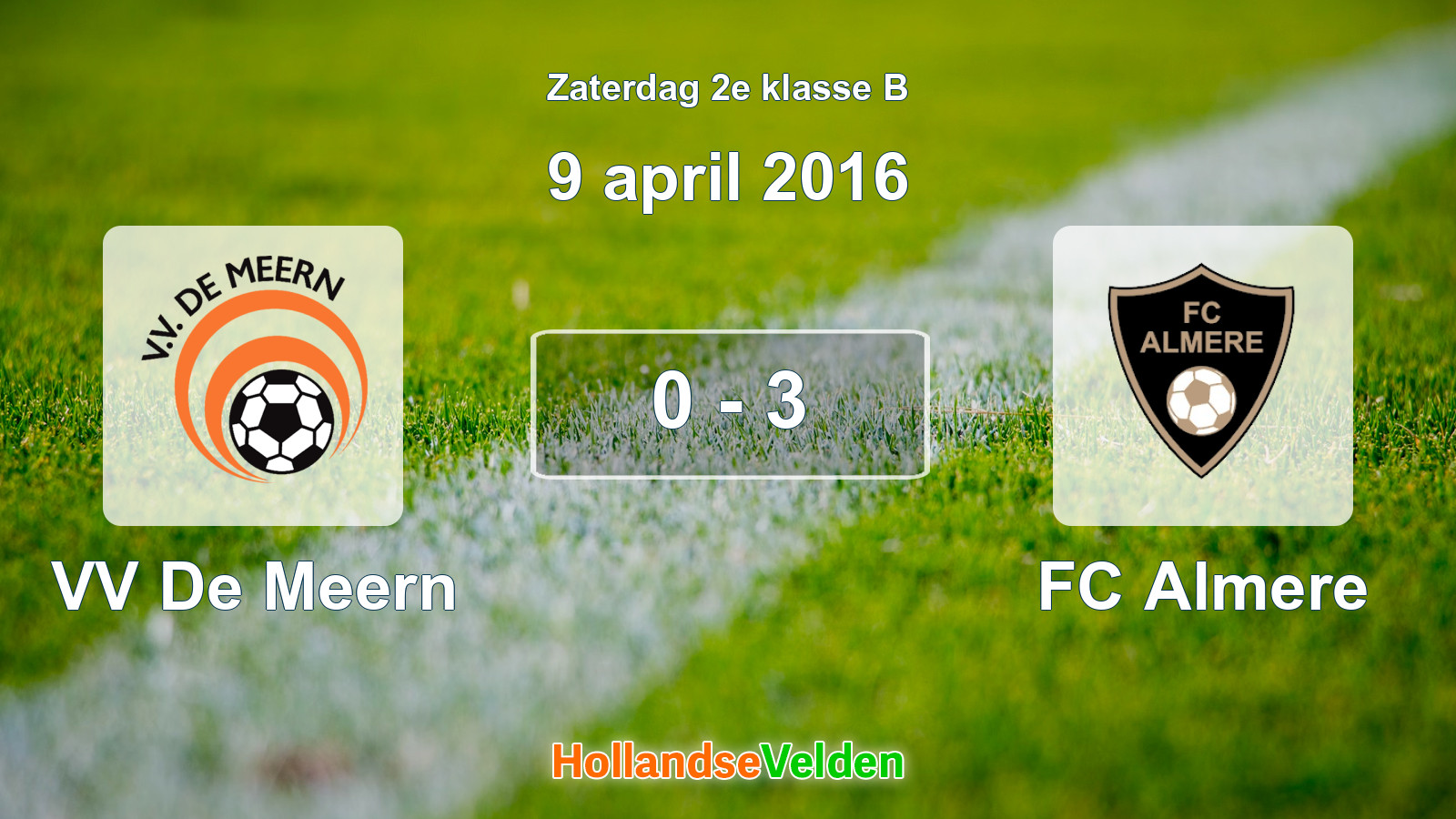 Gespeelde wedstrijd: VV De Meern - FC Almere 0 - 3 (9 april 2016)