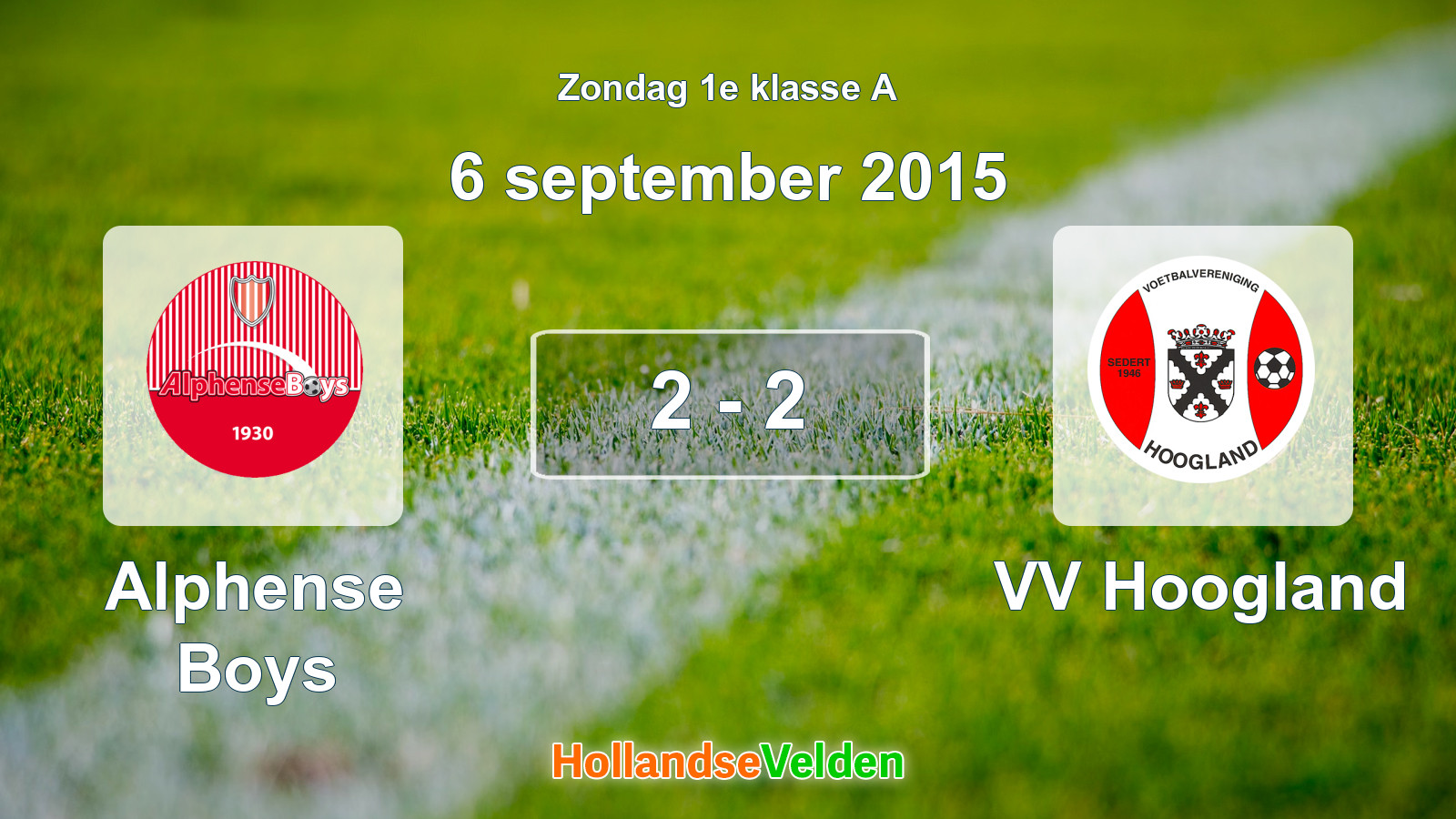 Gespeelde wedstrijd: Alphense Boys - VV Hoogland 2 - 2 (6 september 2015)