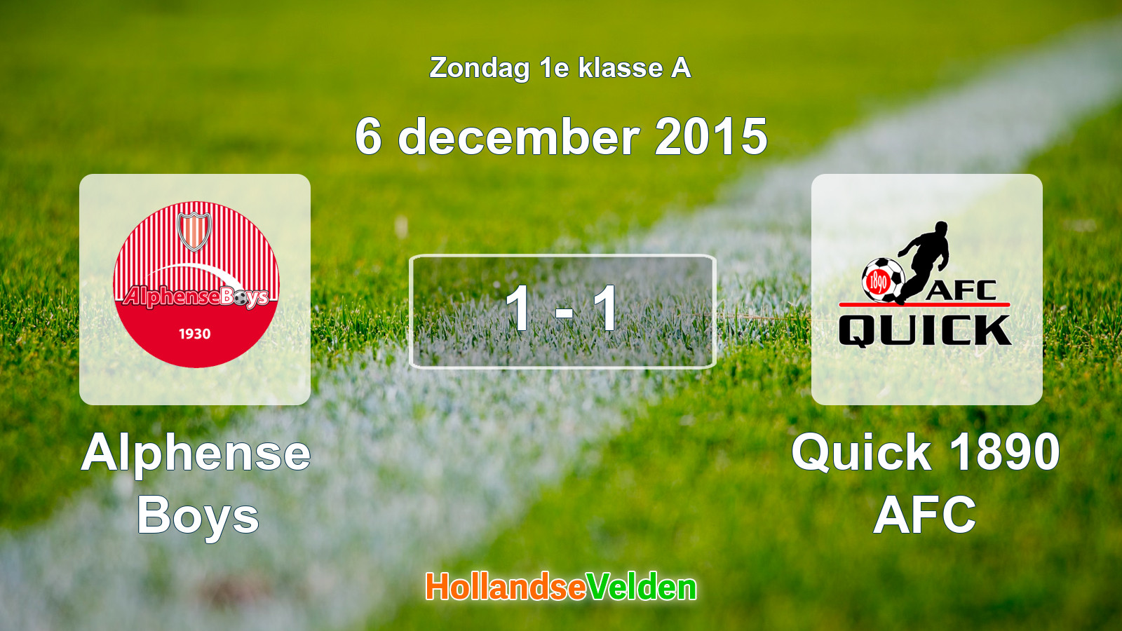 Gespeelde wedstrijd: Alphense Boys - Quick 1890 AFC 1 - 1 (6 december 2015)