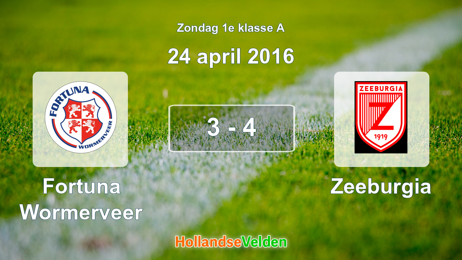 Gespeelde wedstrijd: Fortuna Wormerveer - Zeeburgia 3 - 4 (24 april 2016)